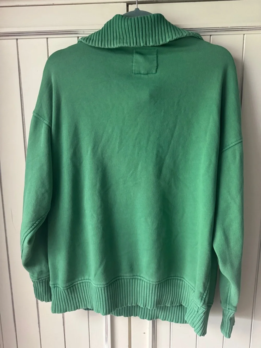 aerie Kelly Green Half-Zip Ribbed Funnel Pullover - Picture 3 of 4